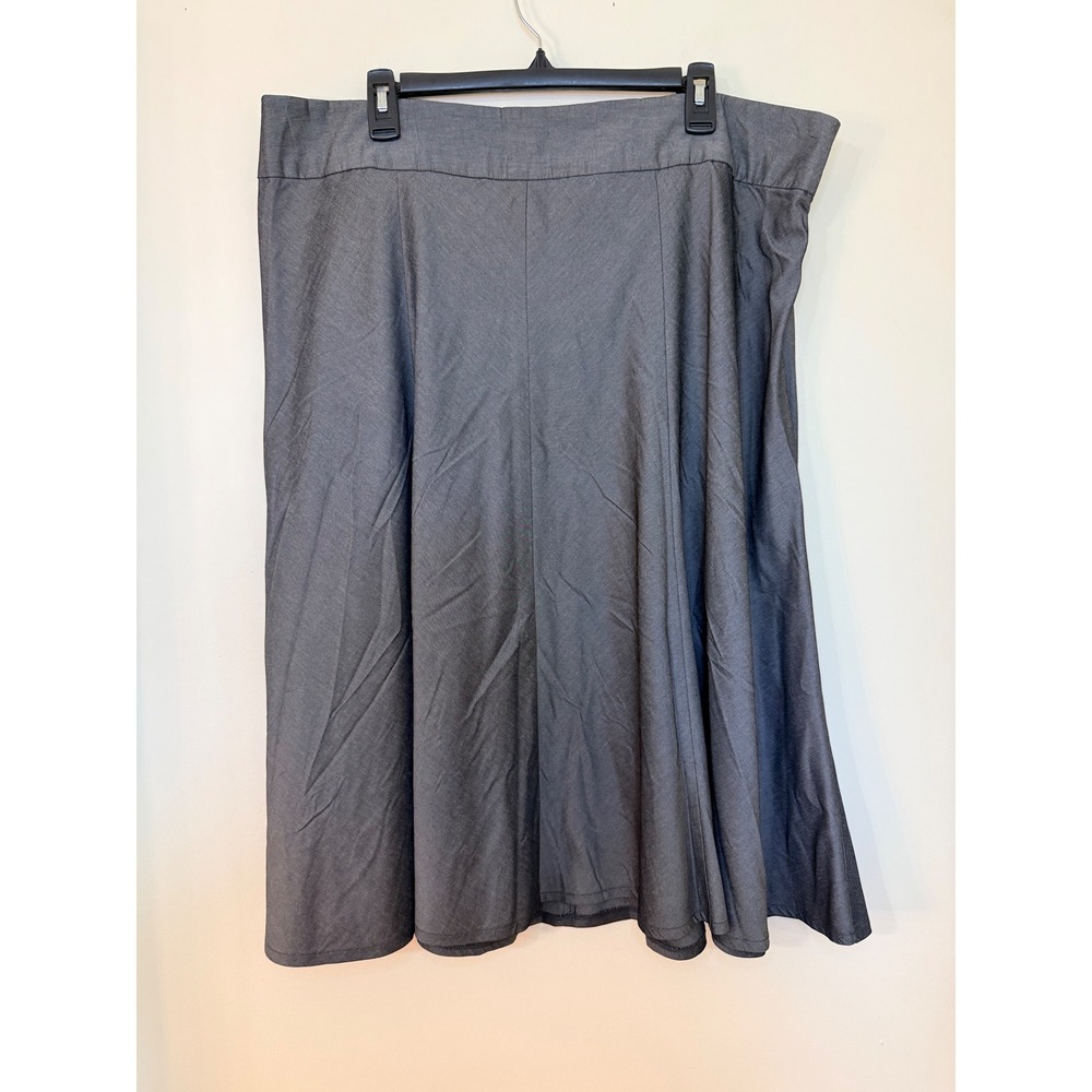 Allison Woods Gray A-Line Midi Skirt Elastic Waist Plus Size 20W Workwear